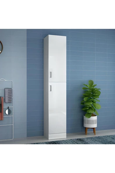 aden home senin evin senin dünyan Beyaz Banyo Dolabı, Çok Amaçlı Dolap, Kapaklı Banyo Dolabı, Mutfak Kiler Erzak Dolabı - 3