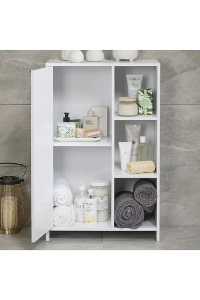 aden home senin evin senin dünyan Beyaz Banyo Dolabı, Banyo Düzenleyici, Mini Banyo Dolabı, Çok Amaçlı Dolap, Ayakkabılık - 2