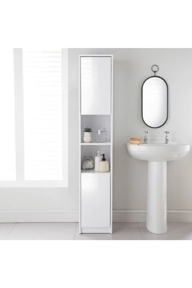 aden home senin evin senin dünyan Beyaz Çok Amaçlı Dolap, Banyo Dolabı, Banyo Düzenleyici, Mutfak Kiler Erzak Dolabı, Lavabo Dolabı - 3