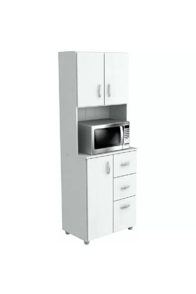 aden home senin evin senin dünyan Beyaz Mutfak Dolabı, %100 Mdf, Çekmeceli Kapaklı Çok Amaçlı Dolap, Erzak Kiler Dolabı, Mdlp10 - 5