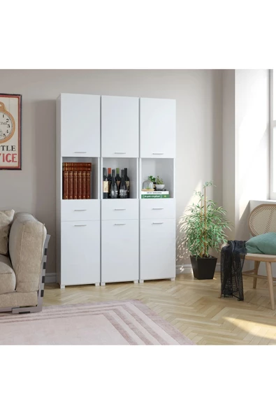 aden home senin evin senin dünyan Beyaz MDF Dolap, Çok Amaçlı Çekmeceli Dolap, Mutfak Dolabı, Banyo Dolabı, Kiler Erzak Dolabı, CAMD11 - 4