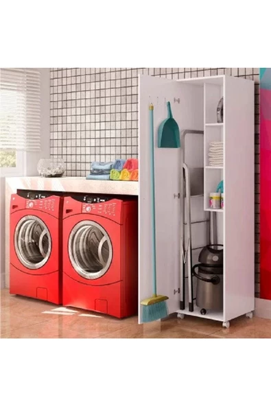 aden home senin evin senin dünyan Beyaz Banyo Dolabı, Kapaklı Banyo Boy Dolabı, Çamaşır Makinesi Boy Dolabı, Çok Amaçlı Banyo Dolabı