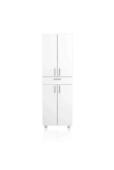 aden home senin evin senin dünyan 4 Kapaklı Çekmeceli Dolap, %100 Mdf Beyaz Çok Amaçlı Dolap, Mutfak Banyo Dolabı, Kiler, Mdlp37 - 5