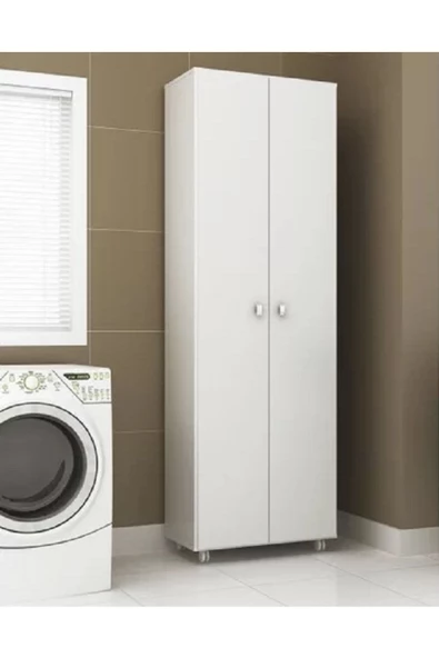 aden home senin evin senin dünyan Beyaz Banyo Dolabı, Banyo Düzenleyici, Tekerlekli Çamaşır Makinesi Boy Dolabı, Banyo Lavabo Dolabı - 2