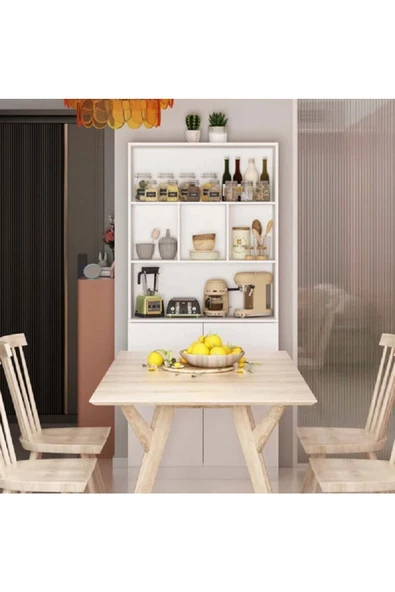 aden home senin evin senin dünyan Beyaz Çok Amaçlı Dolap, %100 Mdf Dolap, Hazır Mutfak Dolabı, Kiler Erzak Dolabı, Mdlp39 - 7