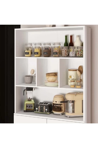 aden home senin evin senin dünyan Beyaz Çok Amaçlı Dolap, %100 Mdf Dolap, Hazır Mutfak Dolabı, Kiler Erzak Dolabı, Mdlp39 - 5