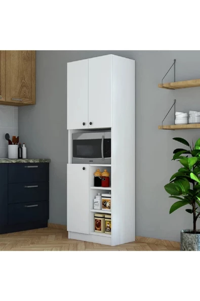 aden home senin evin senin dünyan Çok Amaçlı Dolap, Mutfak Dolabı, Kiler Erzak Dolabı, Beyaz MDF, MDLP21 - 3