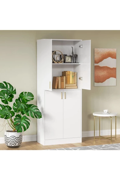 aden home senin evin senin dünyan Beyaz Kapaklı Dolap, Çok Amaçlı Dolap, Mutfak Dolabı, Banyo Dolabı, Kiler Erzak Dolabı, Kitaplık - 4