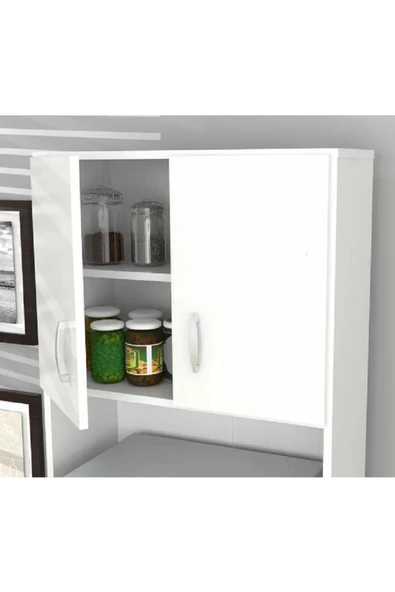 aden home senin evin senin dünyan Beyaz Mutfak Dolabı, %100 Mdf, Çekmeceli Kapaklı Çok Amaçlı Dolap, Erzak Kiler Dolabı, Mdlp10 - 2