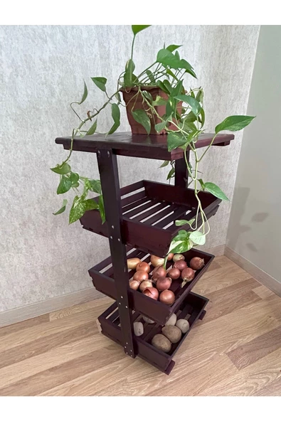 aden home senin evin senin dünyan Ahşap Sebzelik, Sebze Meyve Sepeti, Tekerlekli Sebzelik, Patates Soğanlık Sepeti, Piknik Masası - 4