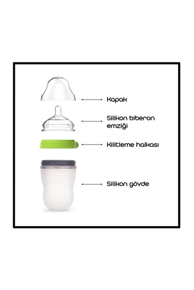 Comotomo Antikolik Silikon Biberon 150ml Pembe - Yavaş Akışlı (0-3 AY) Yenidoğan - 6