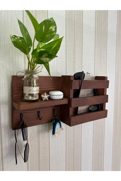 aden home senin evin senin dünyan Ahşap Anahtar Askısı, Duvara Monte Anahtarlık, Dekoratif Anahtar Askısı, Duvar Dekorasyon Raf - 2