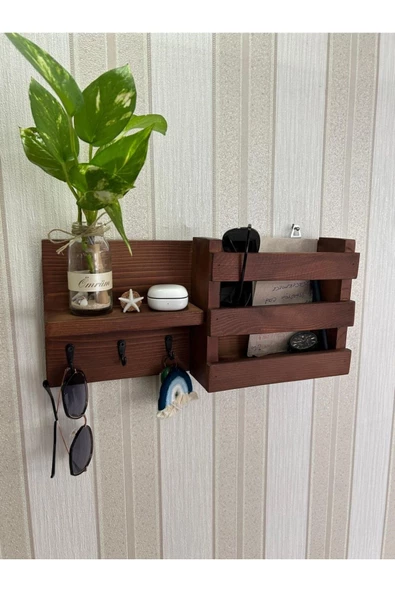 aden home senin evin senin dünyan Ahşap Anahtar Askısı, Duvara Monte Anahtarlık, Dekoratif Anahtar Askısı, Duvar Dekorasyon Raf - 7
