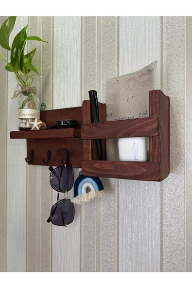 aden home senin evin senin dünyan Ahşap Anahtar Askısı, Duvara Monte Anahtarlık, Dekoratif Anahtar Askısı, Duvar Dekorasyon Raf - 3
