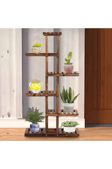 aden home senin evin senin dünyan Ahşap Saksılık, Çiçeklik, Saksı Standı, 11 Bölmeli 125x75cm Saksılık Rafı, Doğal Çam, ASKS23