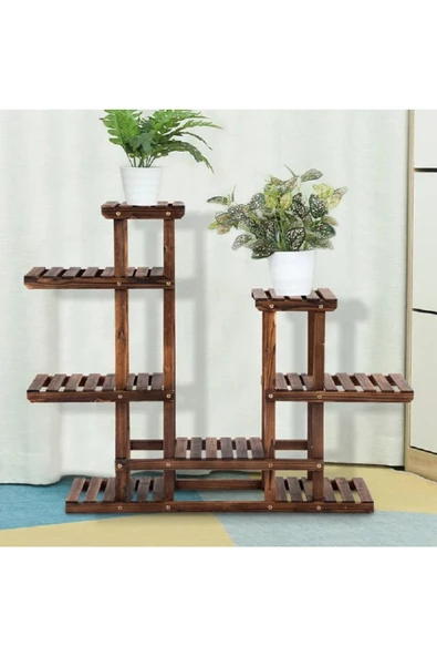 aden home senin evin senin dünyan Ahşap Saksılık, Çiçeklik, Saksı Standı, 100x100cm Dekoratif Saksılık Rafı, Doğal Çam, ASKS27