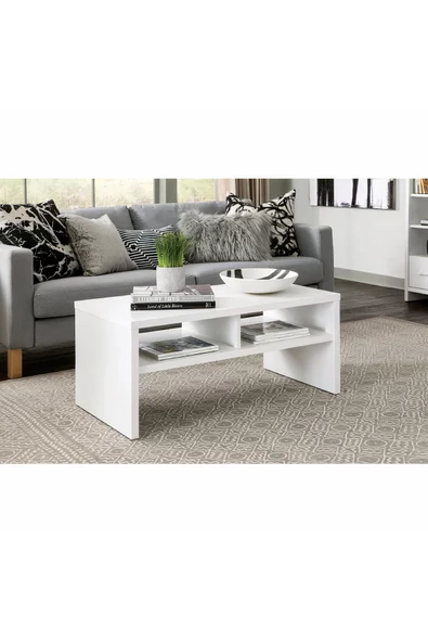 aden home senin evin senin dünyan Orta Sehpa, Beyaz Kapaklı Orta Sehpa, Salon Akıllı Orta Sehpa, Ahşap Sehpa, %100 MDF
