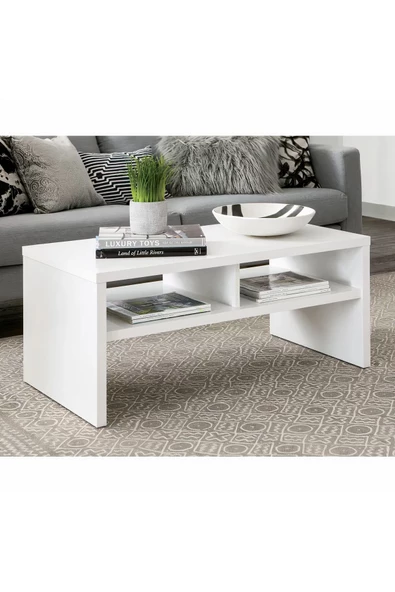 aden home senin evin senin dünyan Orta Sehpa, Beyaz Kapaklı Orta Sehpa, Salon Akıllı Orta Sehpa, Ahşap Sehpa, %100 MDF - 2