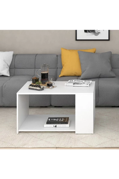 aden home senin evin senin dünyan Orta Sehpa, Beyaz Kapaklı Orta Sehpa, Salon Akıllı Orta Sehpa, Ahşap Sehpa, %100 MDF