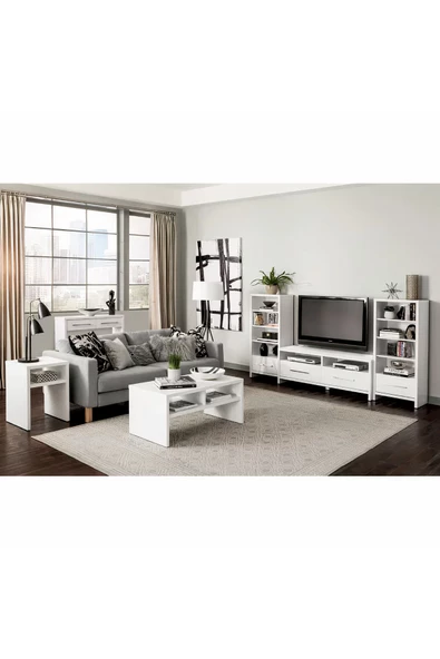 aden home senin evin senin dünyan Orta Sehpa, Beyaz Kapaklı Orta Sehpa, Salon Akıllı Orta Sehpa, Ahşap Sehpa, %100 MDF - 3