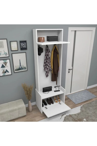 aden home senin evin senin dünyan Beyaz Ayakkabılık, Vestiyer, Portmanto %100 Mdf Ayakkabı Dolabı, Kapaklı Ayakkabılık - 2