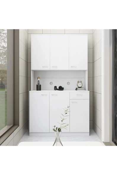 aden home senin evin senin dünyan Kitaplık, Mutfak Dolabı, Beyaz Çok Amaçlı Dolap, %100 MDF Dolap, Kiler Erzak Dolabı - 6