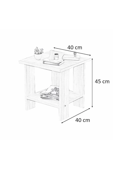 aden home senin evin senin dünyan Beyaz Yan Sehpa, Koltuk Yanı Sehpa, Yatak Yanı Sehpa, Komodin, MDF Yan Sehpa - 2