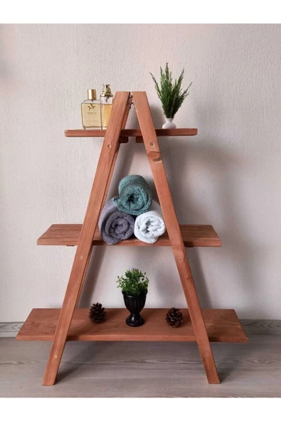 SAYEART Ahşap 3 Katlı Merdiven Raf, Kitaplık, Saksılık, Çiçeklik