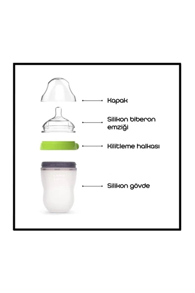 Comotomo Antikolik Silikon Biberon 250ml Pembe - Orta Akışlı (3-6 AY) - 7