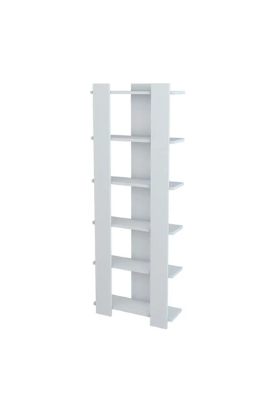 aden home senin evin senin dünyan Beyaz Kitaplık, 6 Raflı Dekoratif Kitaplık, Çok Amaçlı Raf, %100 MDF, 160x60x21cm, MKTP22 - 3