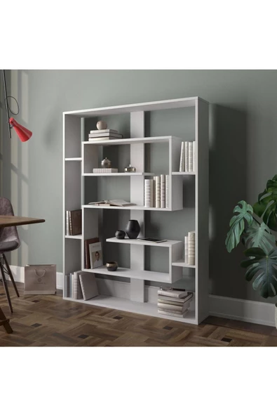 aden home senin evin senin dünyan Beyaz Dekoratif Kitaplık, Çok Amaçlı Raf, %100 MDF Kitaplık, Mutfak Banyo Rafı - 2