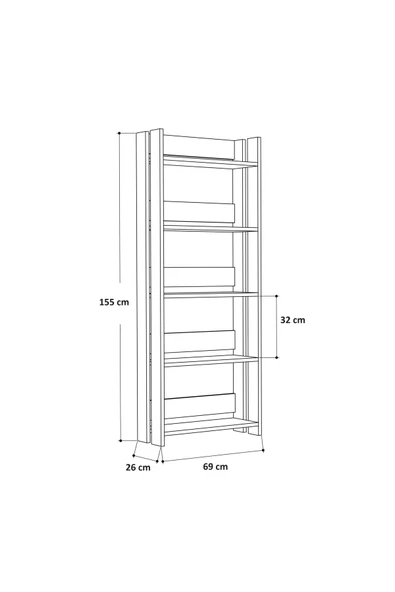 aden home senin evin senin dünyan Beyaz Dekoratif Kitaplık, Dekoratif Kitaplık, Çok Amaçlı Raf, %100 MDF Kitaplık, 155x70cm, MKTP05 - 2