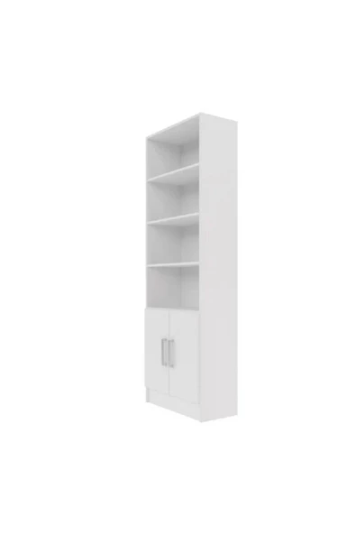 aden home senin evin senin dünyan Beyaz Kitaplık, Kapaklı Raflı Dekoratif Kitaplık, Çok Amaçlı Dolap, Mutfak Dolabı, %100 MDF, MKTP12 - 6