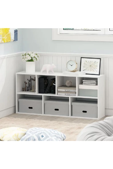 aden home senin evin senin dünyan Beyaz Kitaplık, Raflı Kitaplık, Çok Amaçlı Dolap, 7 Bölmeli Beyaz Mdf - M-ktp11 - 5