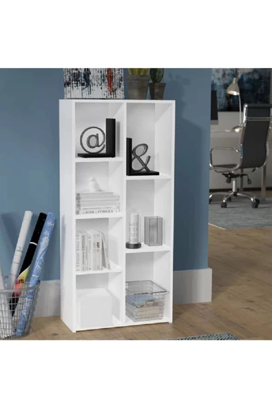 aden home senin evin senin dünyan Beyaz Kitaplık, Raflı Kitaplık, Çok Amaçlı Dolap, 7 Bölmeli Beyaz Mdf - M-ktp11 - 2