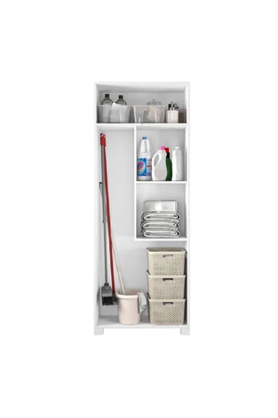 aden home senin evin senin dünyan Beyaz Banyo Dolabı, Banyo Organizer, Çamaşır Makinesi Boy Dolabı, Banyo Rafı, Çok Amaçlı Dolap - 2