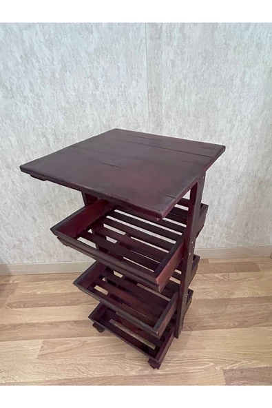 aden home senin evin senin dünyan Ahşap Kitaplık, Dekoratif Ahşap Kitaplık, Dosya dolabı, Tekerlekli Çok Amaçlı Dolap, AKTP02 - 8