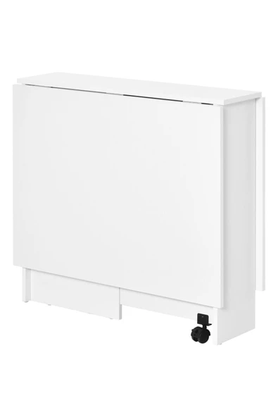 aden home senin evin senin dünyan %100 MDF Beyaz Mutfak Masası, Katlanır Mutfak Masası, Açılır Kapanır Yemek Masası, 140x80cm - 7