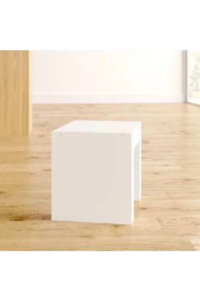 aden home senin evin senin dünyan Sehpa, 3'lü Zigon Sehpa, Yan Sehpa, Orta Sehpa, Beyaz MDF, Dekoratif Sehpa - 3