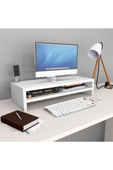 aden home senin evin senin dünyan Monitör Standı, MDF Monitör Yükseltici Stant, Masa Üstü Düzenleyici Organizer, Laptop Standı - 3