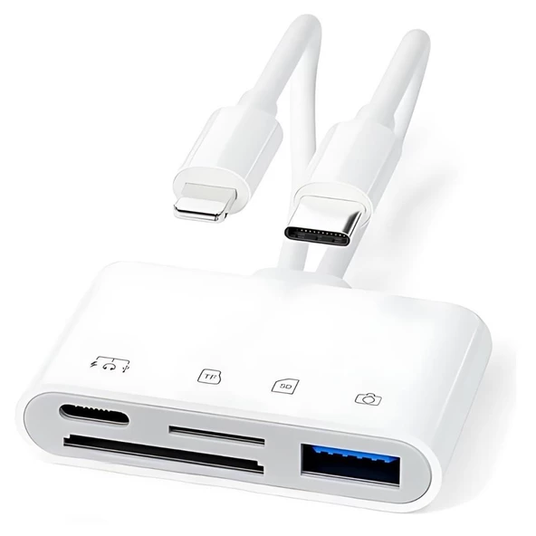 Coofbe 4in2 Type-c-İPhone Girişli USB Kamera Okuyucu SD-TF Kart Çevirici Mouse Klavye Okuyucu OTG