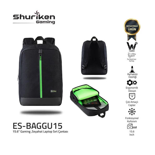 Shuriken ES-BAGGU15 15.6" Gaming ,Seyahat Laptop Sırt Çantası - 4