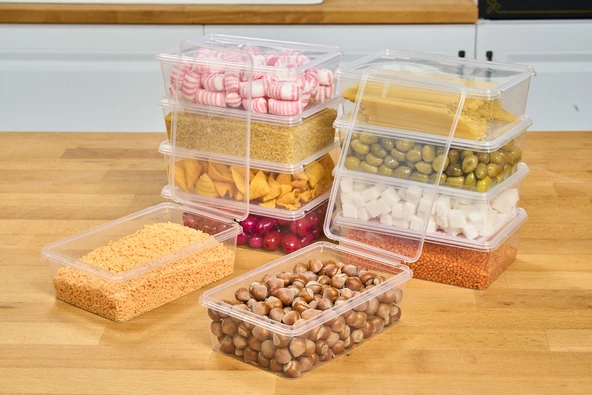 SUPERPUP Plastik Saklama Kabı 1 Ltre 10 Adet Kendinden Kapaklı Dondurucu Kabı Hava Almaz 19x13x6 Cm - 4