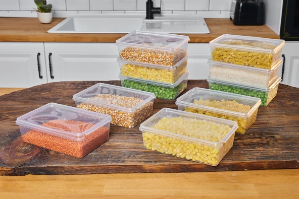 SUPERPUP Plastik Saklama Kabı 1 Ltre 10 Adet Kendinden Kapaklı Dondurucu Kabı Hava Almaz 19x13x6 Cm - 2