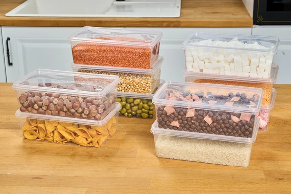 SUPERPUP Plastik Saklama 20 Adt Kabı Bakliyat Yemek Oyuncak, Kilitli Dondurucu Kahve 2 Litre (23X14X8 CM) - 4