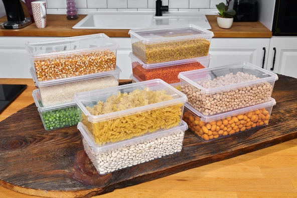 SUPERPUP Plastik Saklama 20 Adt Kabı Bakliyat Yemek Oyuncak, Kilitli Dondurucu Kahve 2 Litre (23X14X8 CM) - 3