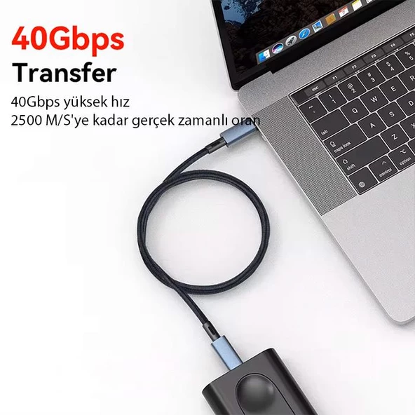 Profesyonel 240W Type-C Şarj Kablosu 40Gbps Veri Aktarım 8K HDMI Notebook Laptop Macbook Şarj USB4.0 - 4