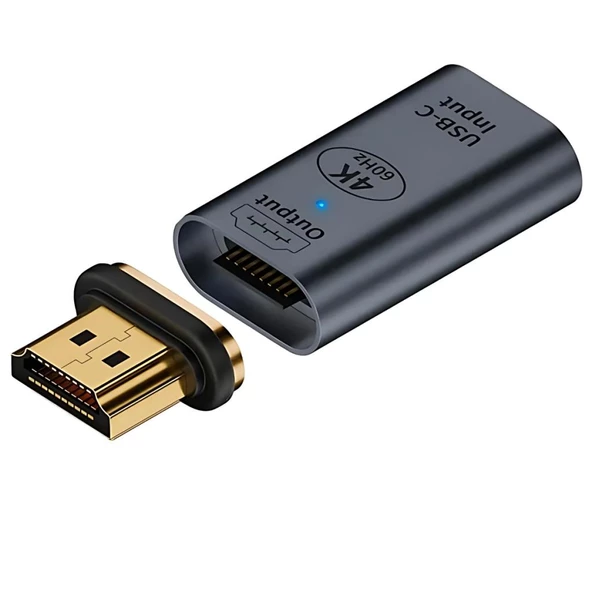 Polham Manyetik Mıknatıslı Type C To 4K 60Hz HDMI Çevirici Adaptör, İnput Type C Output HDMI OTG