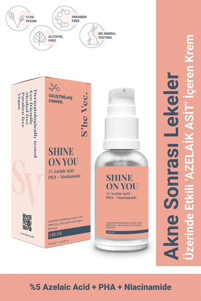 SHINE ON YOU - Hassas Ciltler İçin Azelaik Asit İçeren Akne ve Leke Karşıtı Bariyer Krem (30 ml)