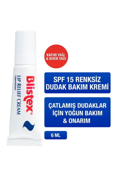 Çatlak Dudaklara Acil Çözüm - Lip Relief Cream Spf15 6ml